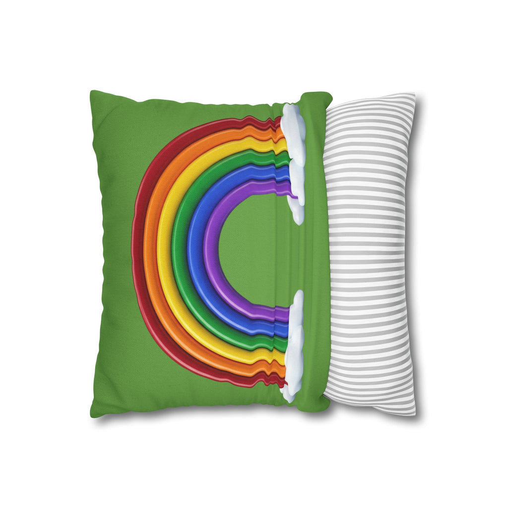Rainbow Light Green Spun Polyester Square Pillowcase