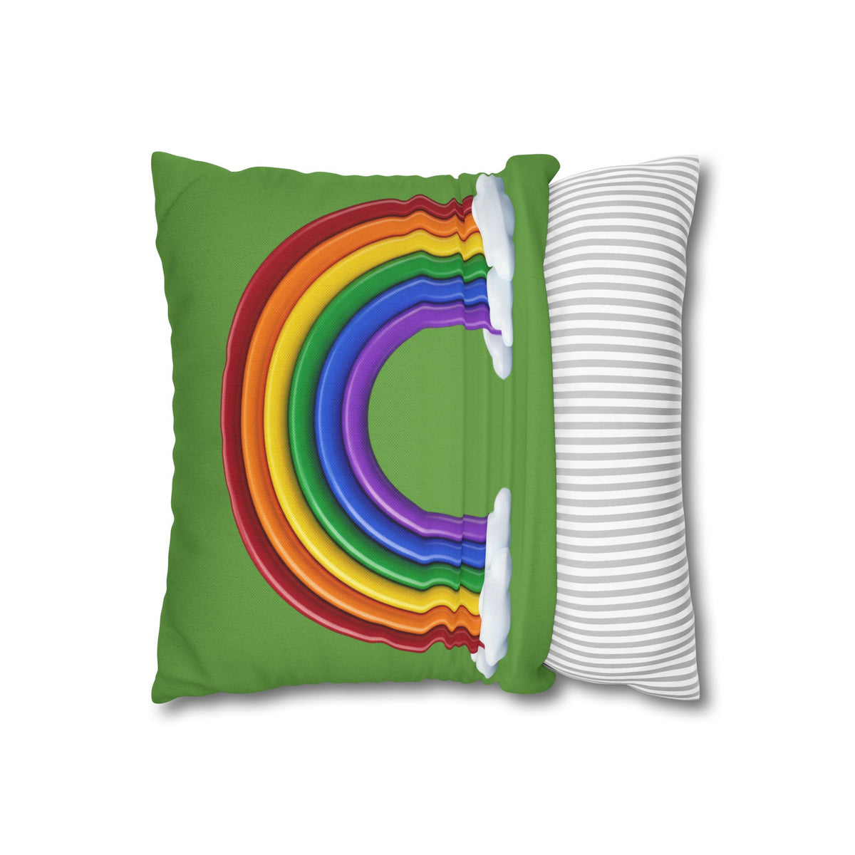Rainbow Light Green Spun Polyester Square Pillowcase
