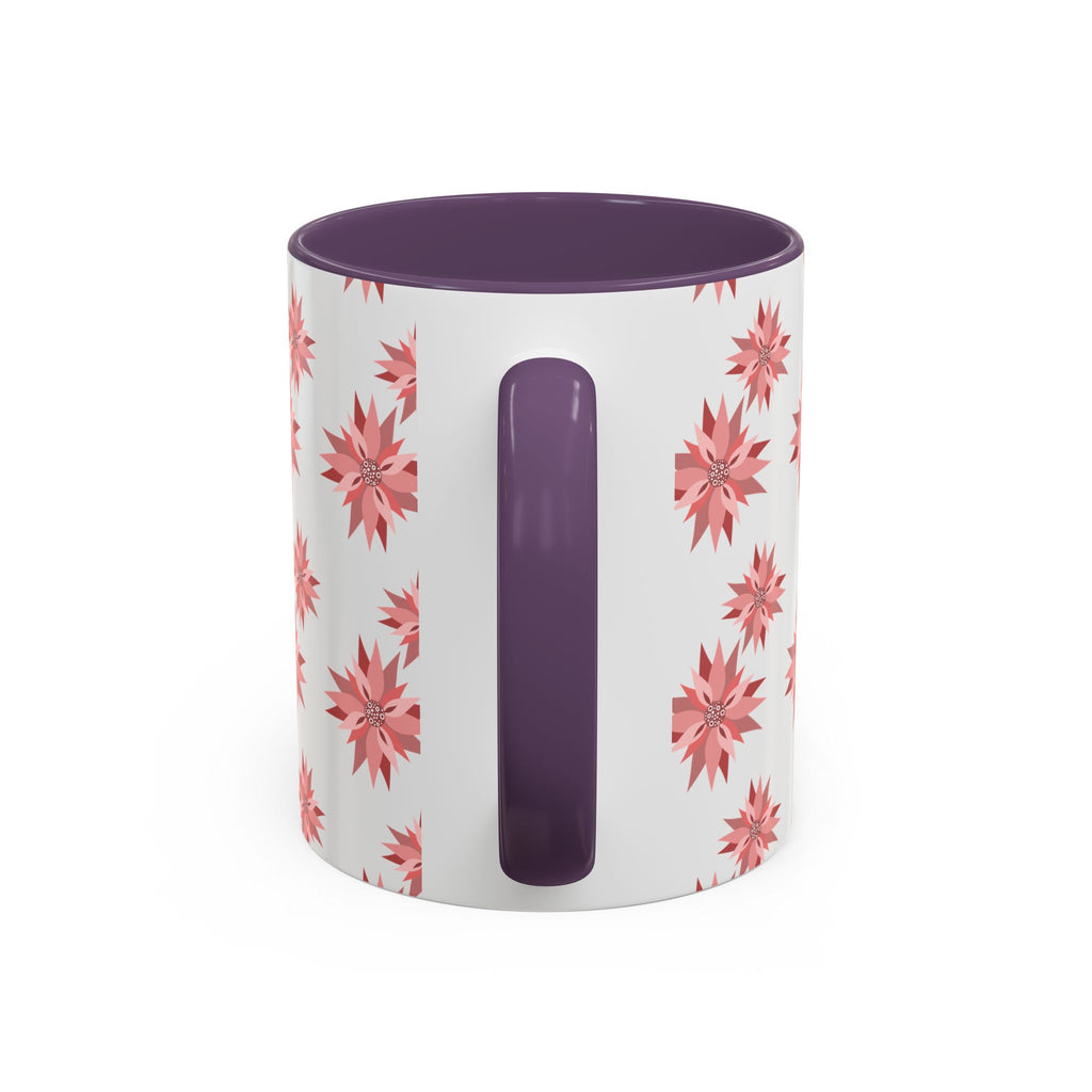 Pink Geometric Floral Accent Coffee Mug — 11/15oz