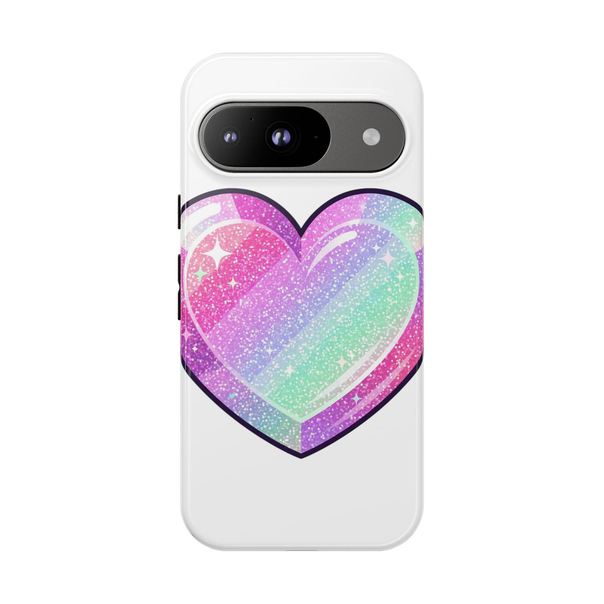 Pastel Glitter Heart Tough Phone Case — Cute Protective Phone Cover