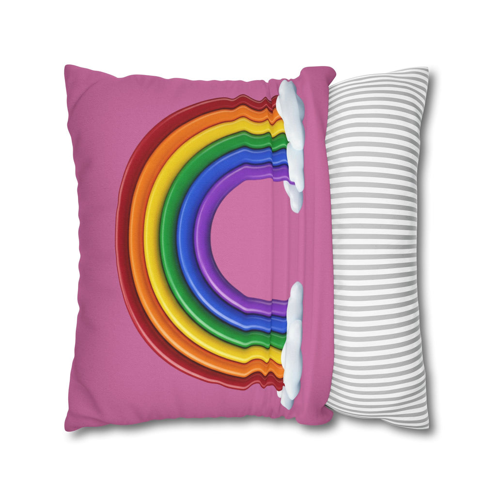 Rainbow Light Pink Spun Polyester Square Pillowcase