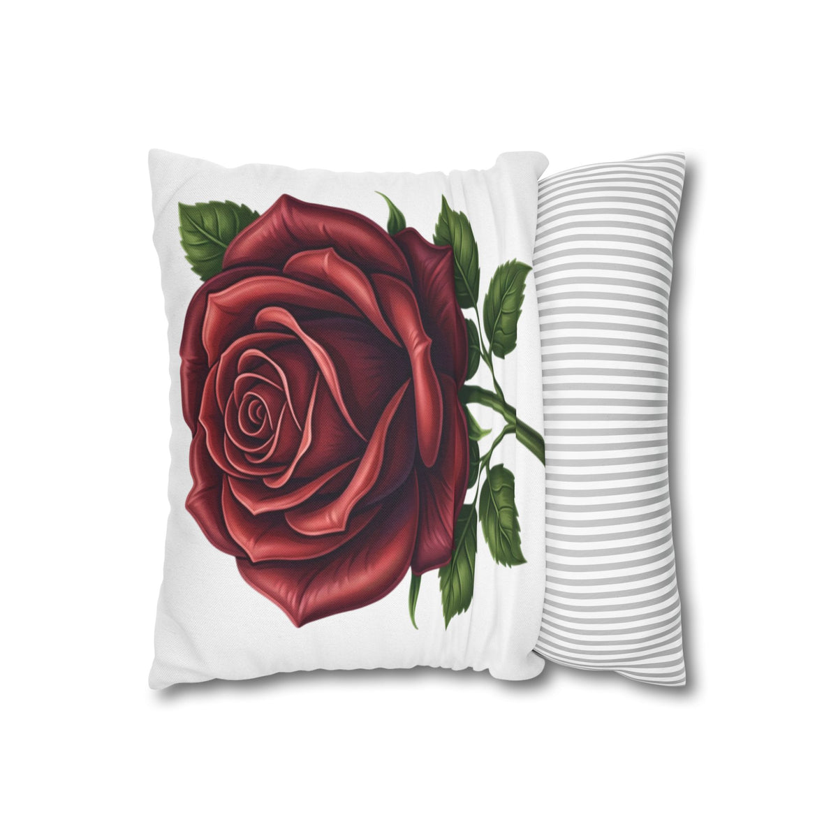 Red Rose Spun Polyester Square Pillowcase