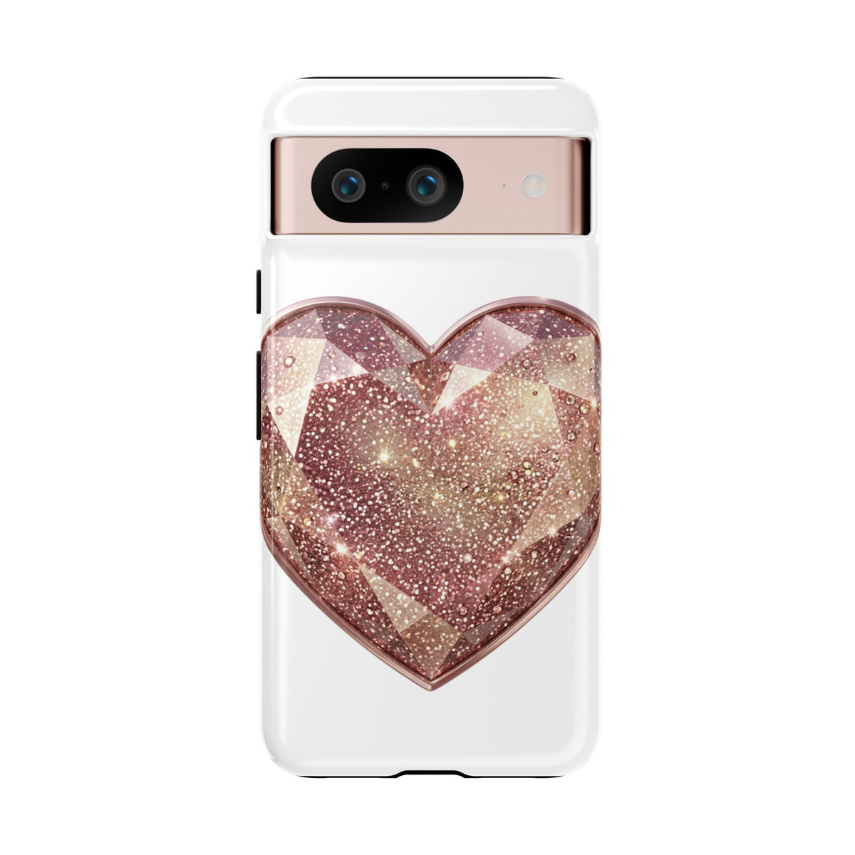 Rose Gold Glitter Crystal Heart Phone Case