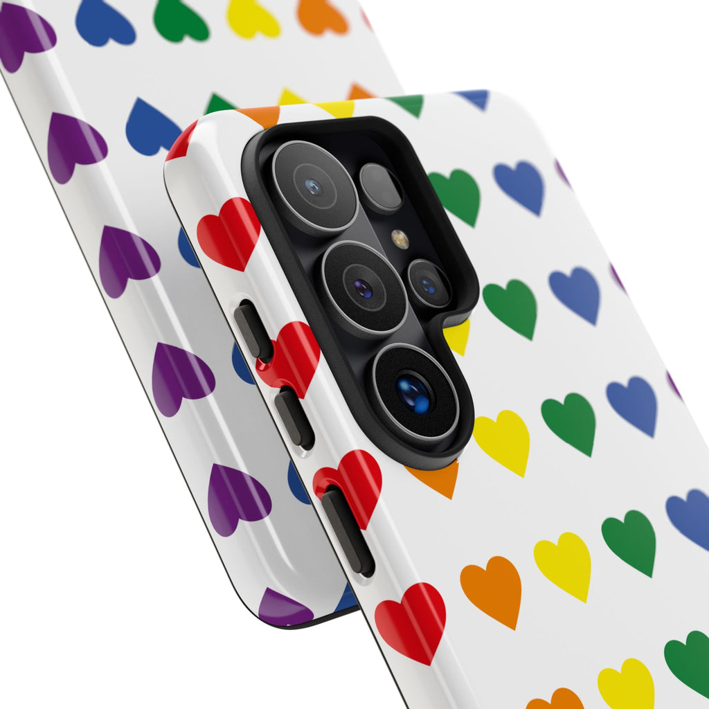 Rainbow Heart Tough Phone Case — Pride Pattern Protective Cover
