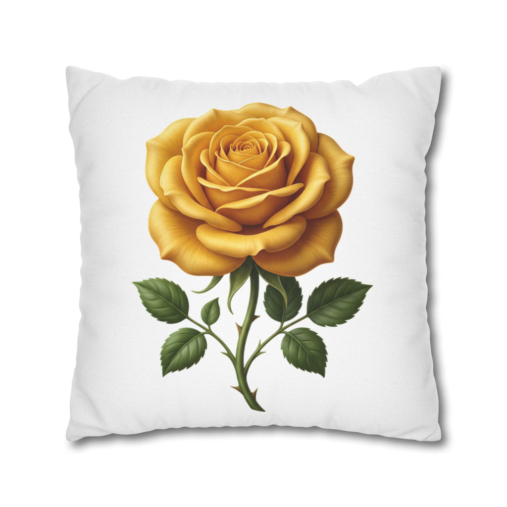 Yellow Rose Spun Polyester Square Pillowcase