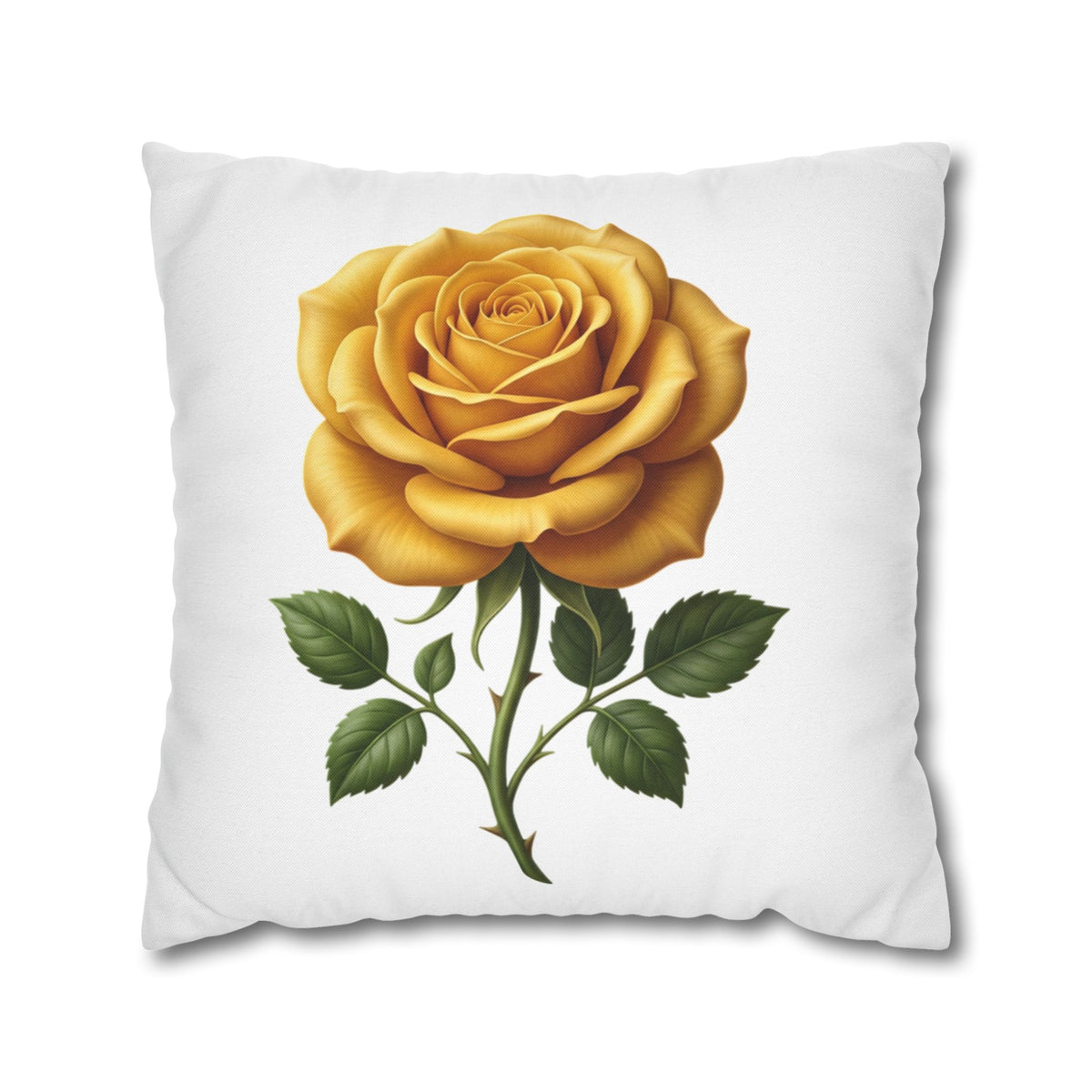 Yellow Rose Spun Polyester Square Pillowcase
