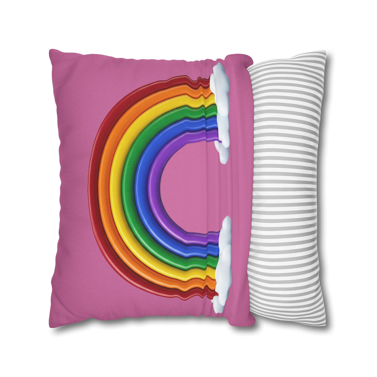 Rainbow Light Pink Spun Polyester Square Pillowcase