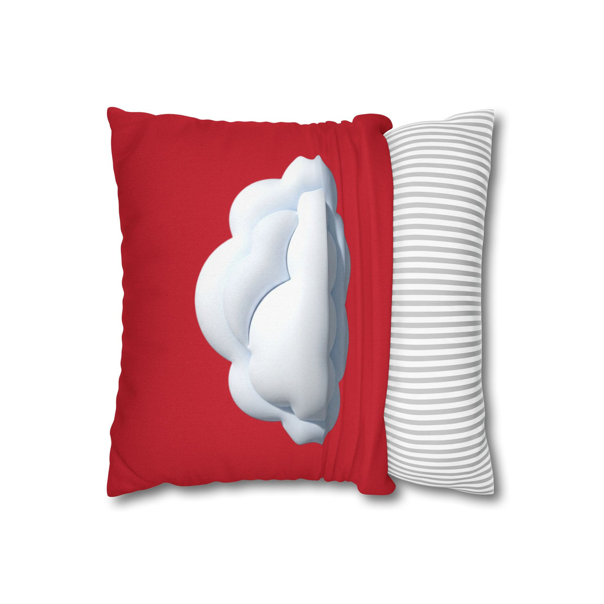 Cloud Graphic Dark Red Pillowcase — Cute White Cloud on Red Decorative Throw Pillow Cover