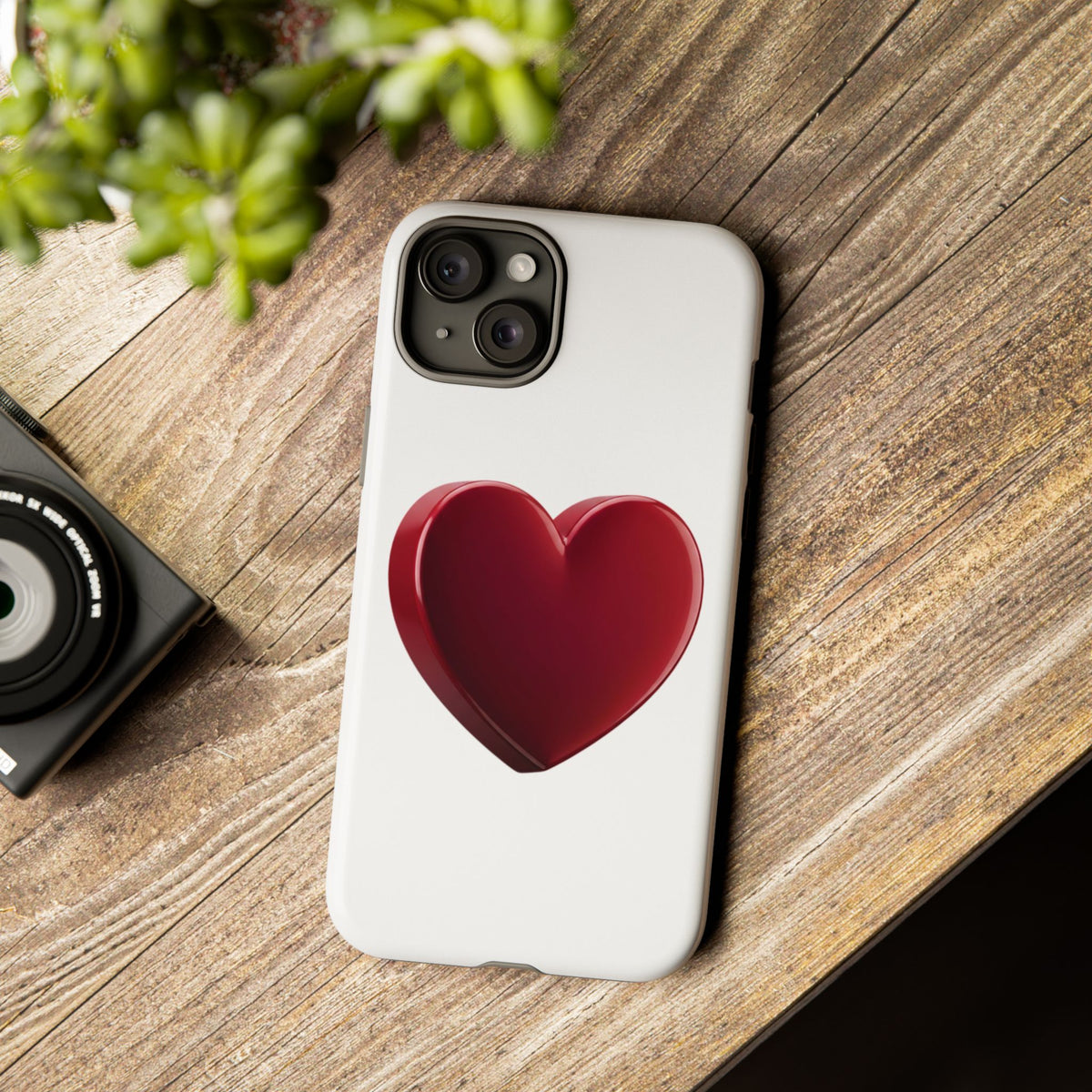 Heart Tough Phone Case - Red 3D Heart Protective Phone Case