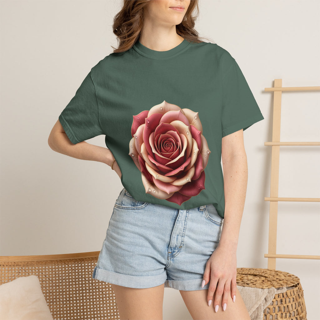 Rose Bloom Graphic T-Shirt — Realistic Pink Rose Floral Tee