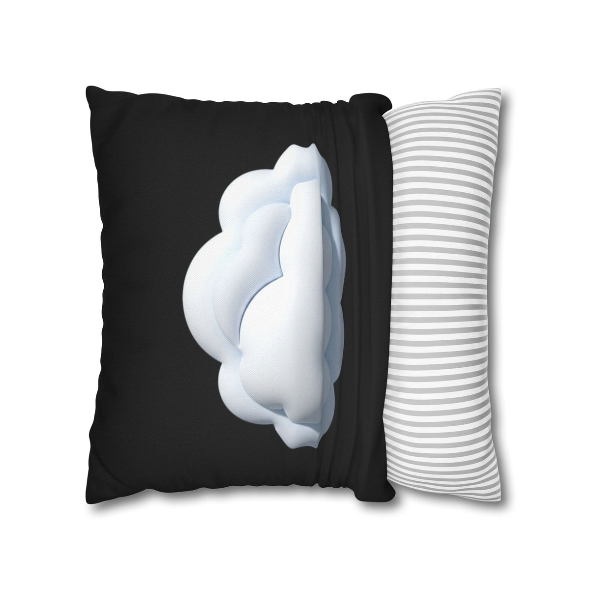 Cloud Graphic Black Pillowcase — Soft White Cloud on Black Decorative Pillow Cover