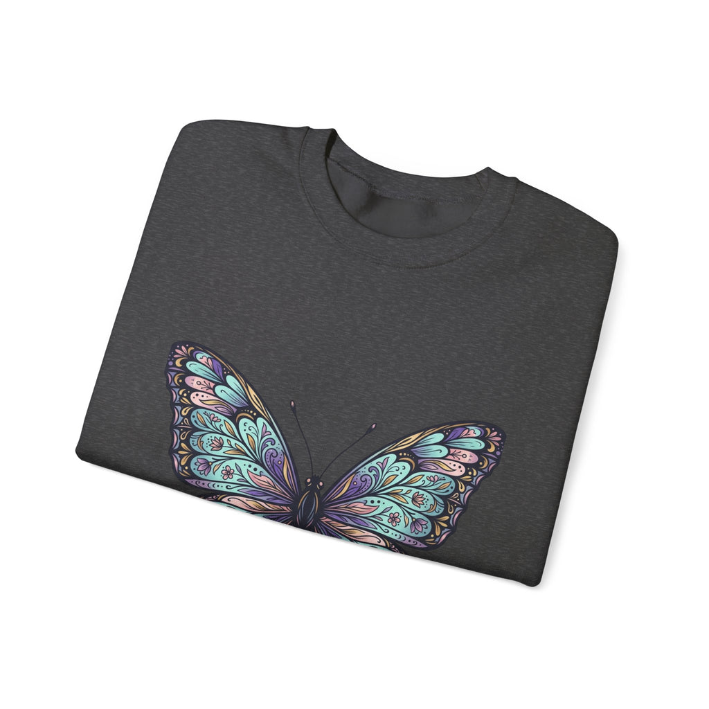 Butterfly Crewneck Sweatshirt – Teal Purple Watercolor Wing Design