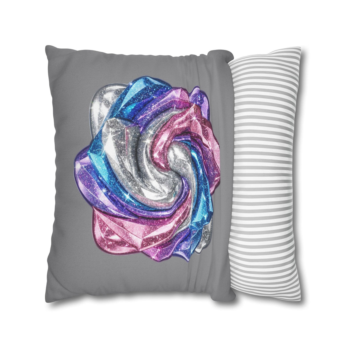 3D Glitter Design Grey Spun Polyester Square Pillowcase