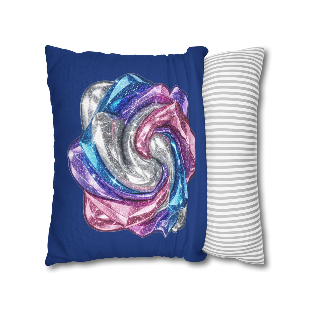 3D Glitter Design Navy Spun Polyester Square Pillowcase