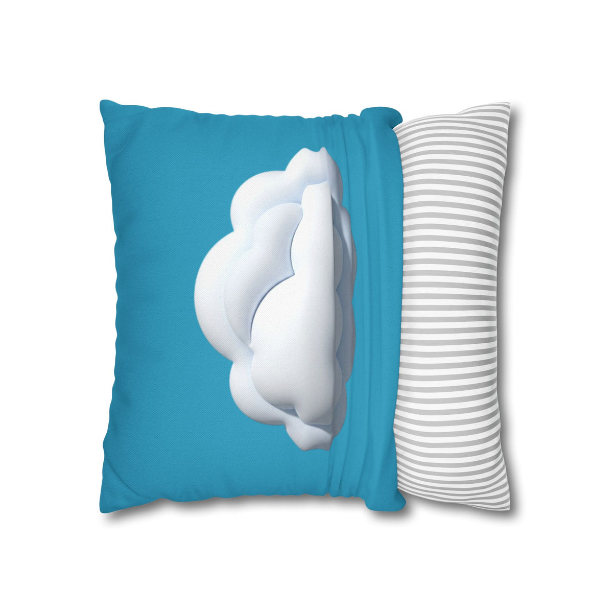 Cloud Print Turquoise Pillowcase – Cute White Cloud on Blue Decorative Throw Pillow Cover