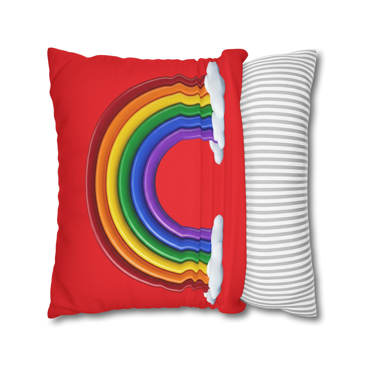 Rainbow Red Spun Polyester Square Pillowcase