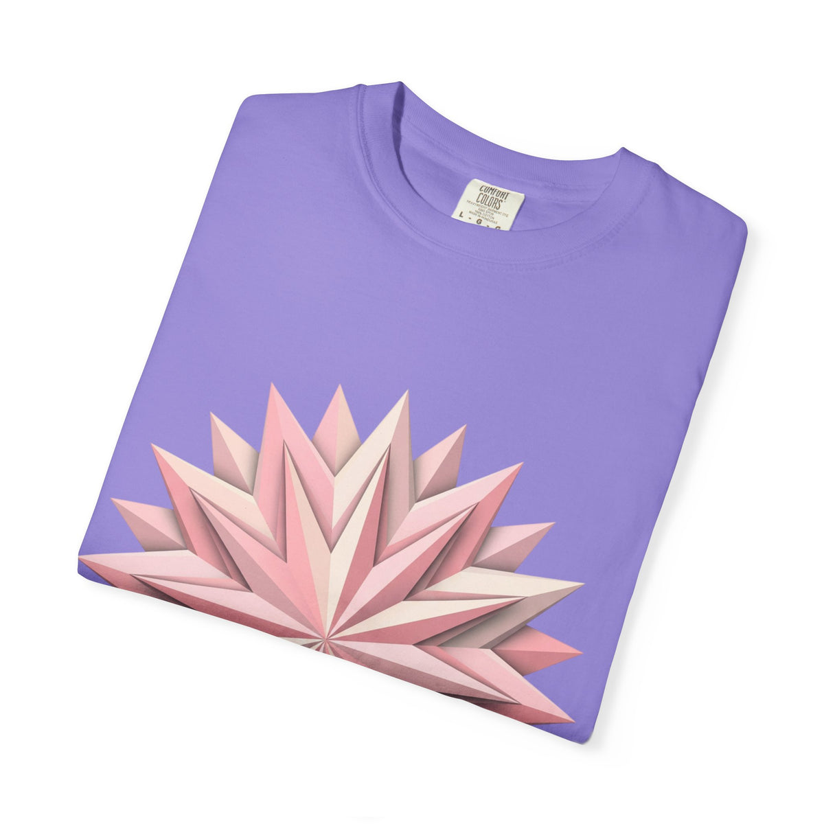 Geometric Rose Star T-Shirt — Pink 3D Origami Floral Tee
