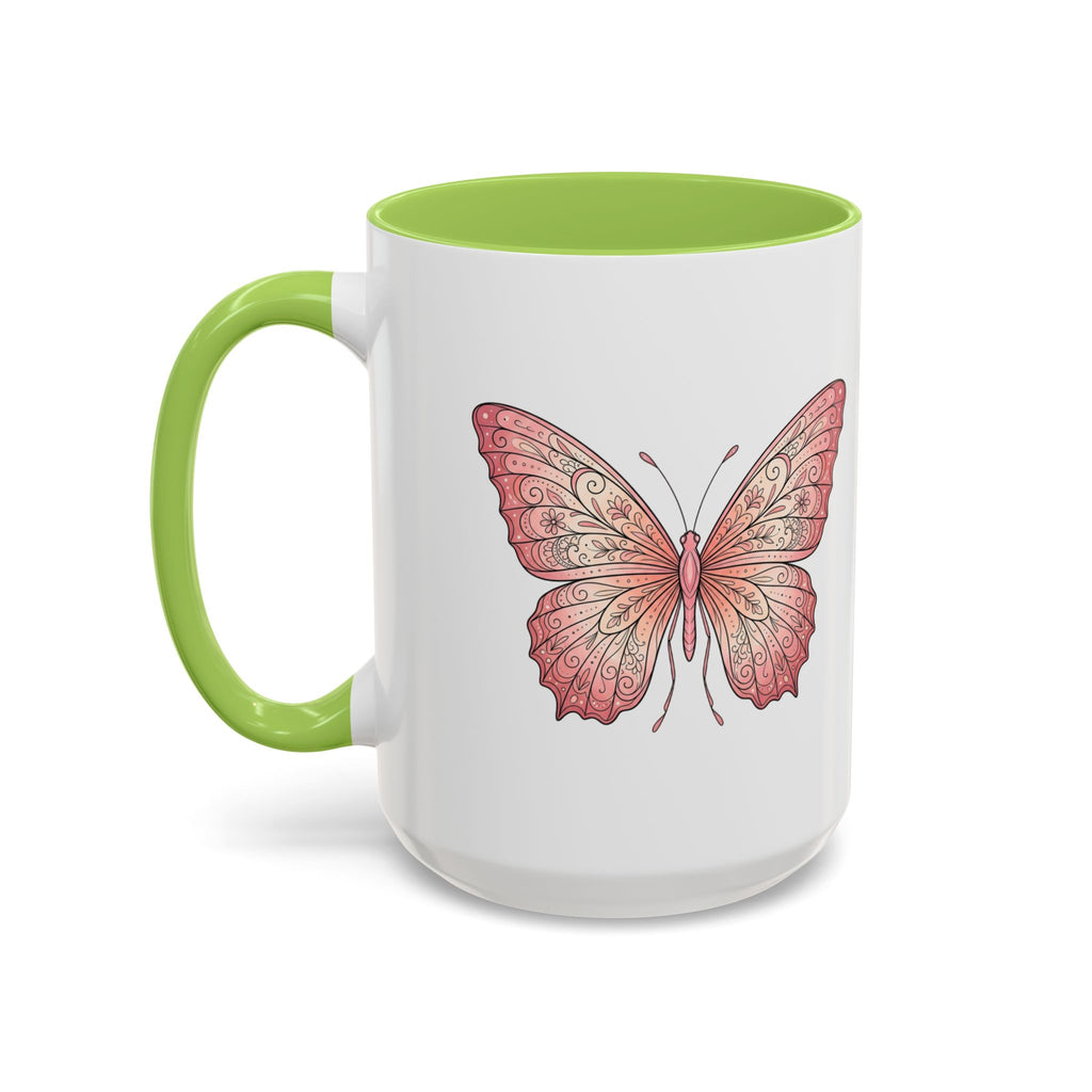 Pink Watercolor Butterfly Accent Coffee Mug — Floral Boho Tea & Coffee Cup (11/15oz)
