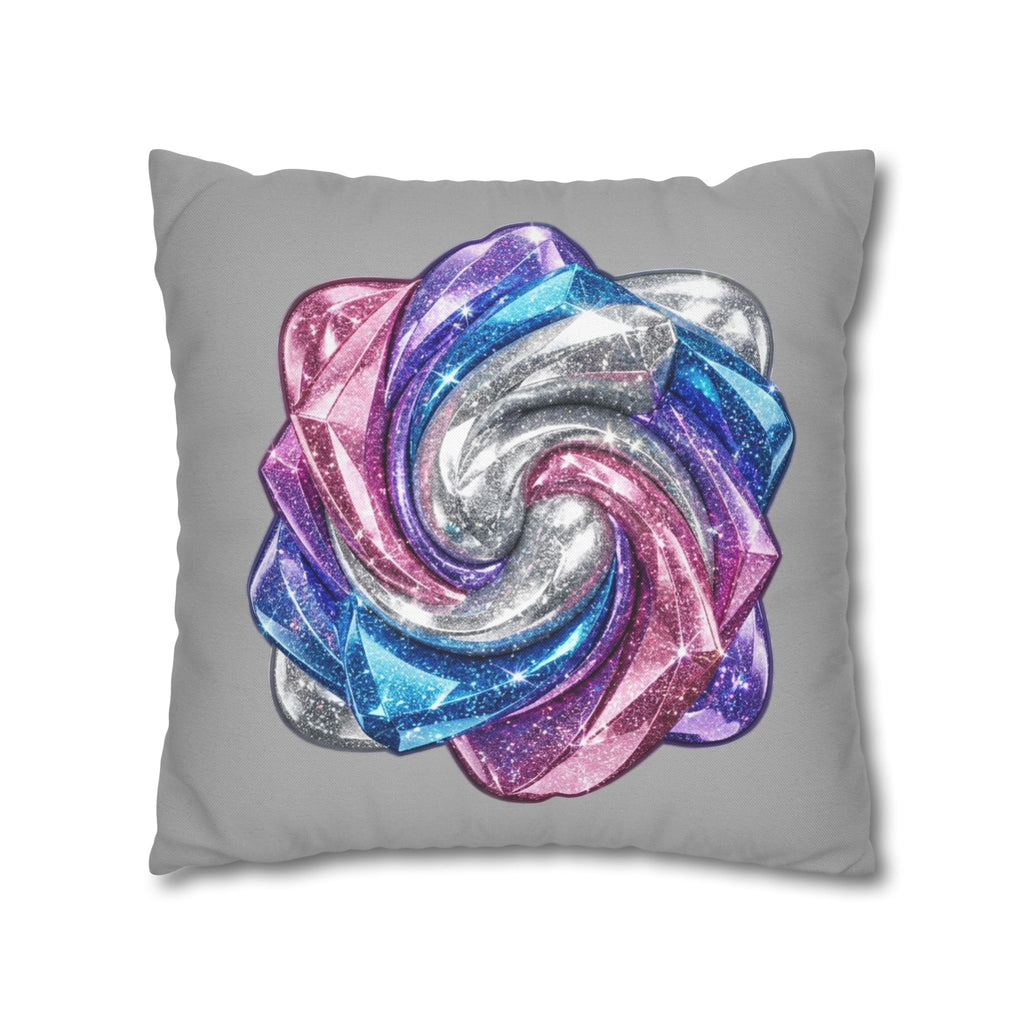 3D Glitter Design Light Grey Spun Polyester Square Pillowcase