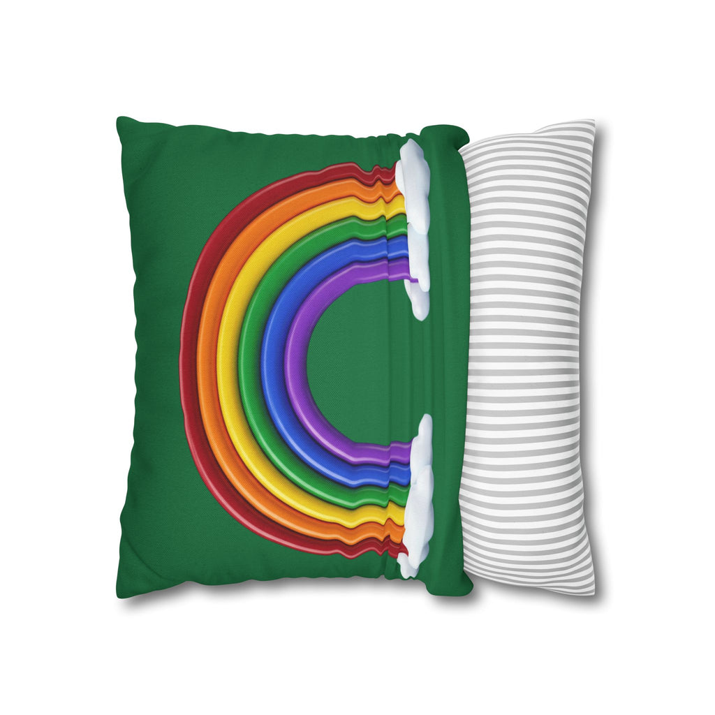 Rainbow Dark Green Spun Polyester Square Pillowcase