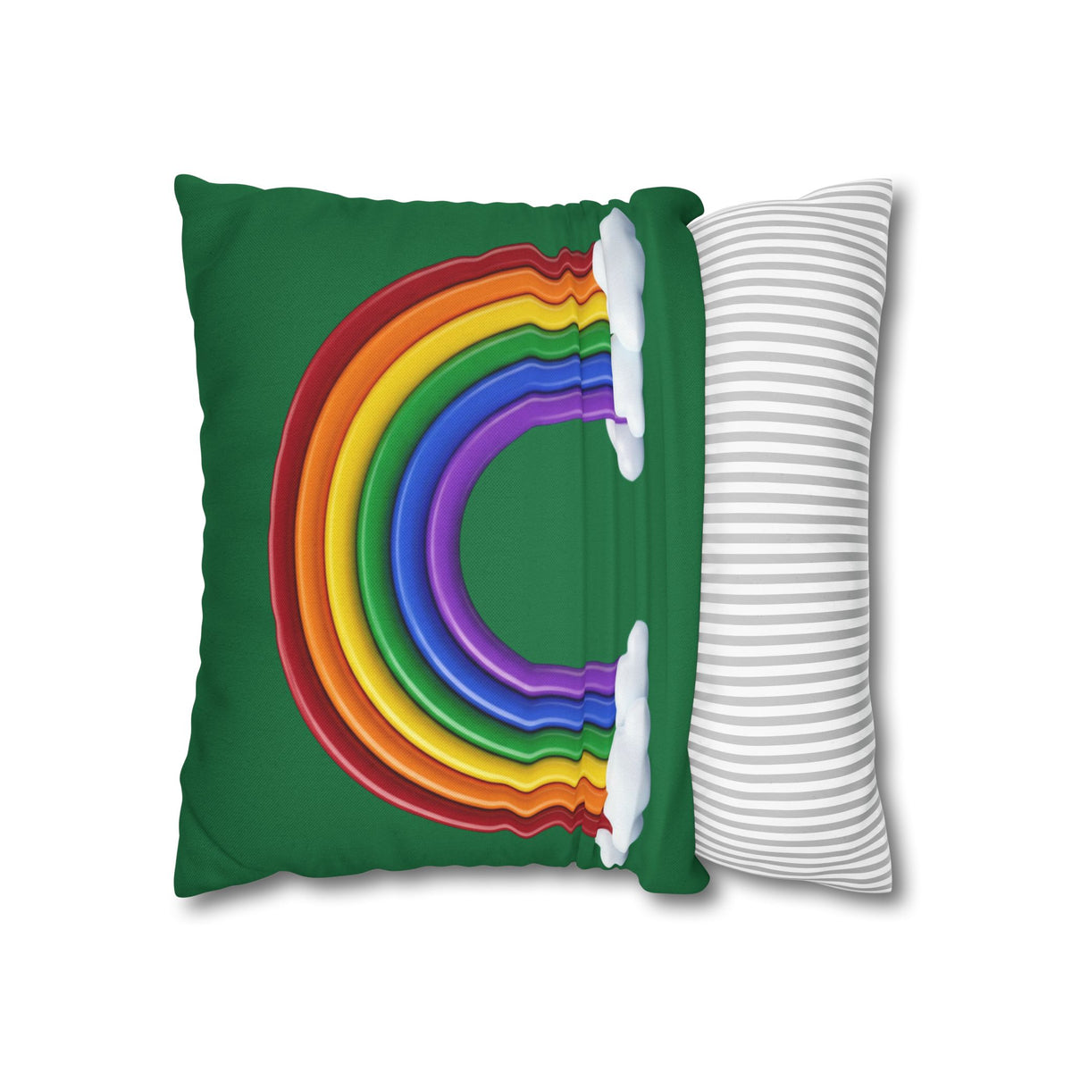 Rainbow Dark Green Spun Polyester Square Pillowcase