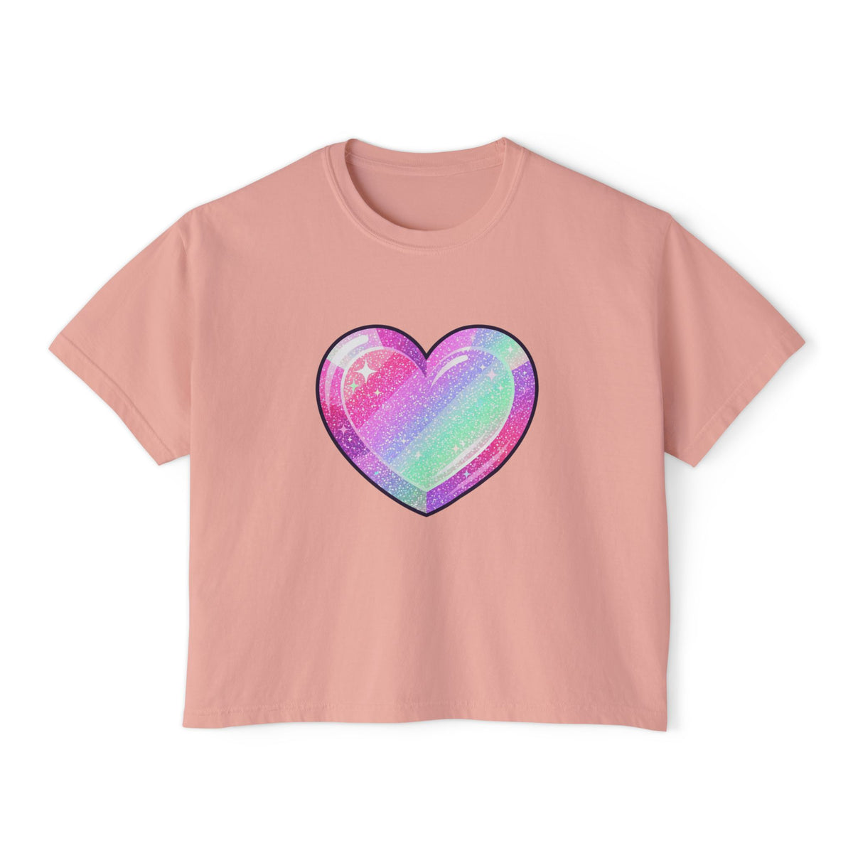 Pastel Glitter Heart Women's Boxy Tee