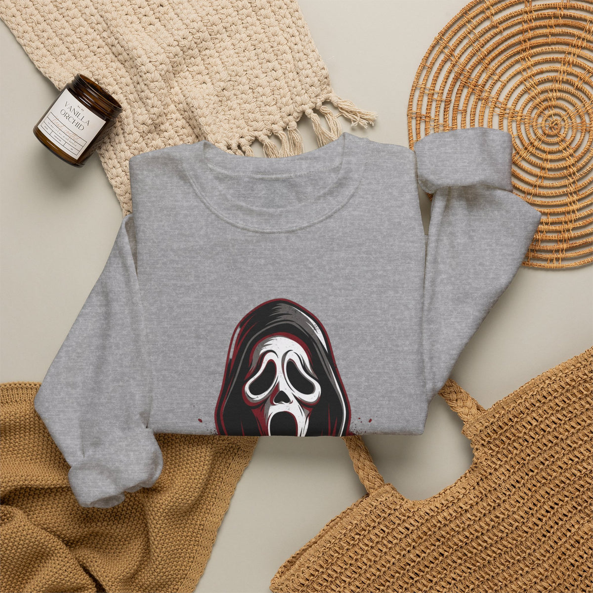 Scream Mask Crewneck Sweatshirt – Horror Ghostface Graphic