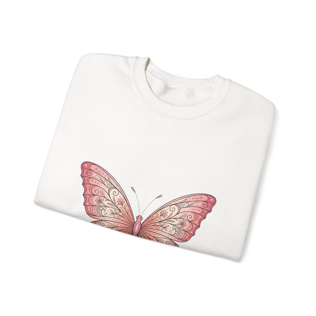 Pink Watercolor Butterfly Crewneck Sweatshirt