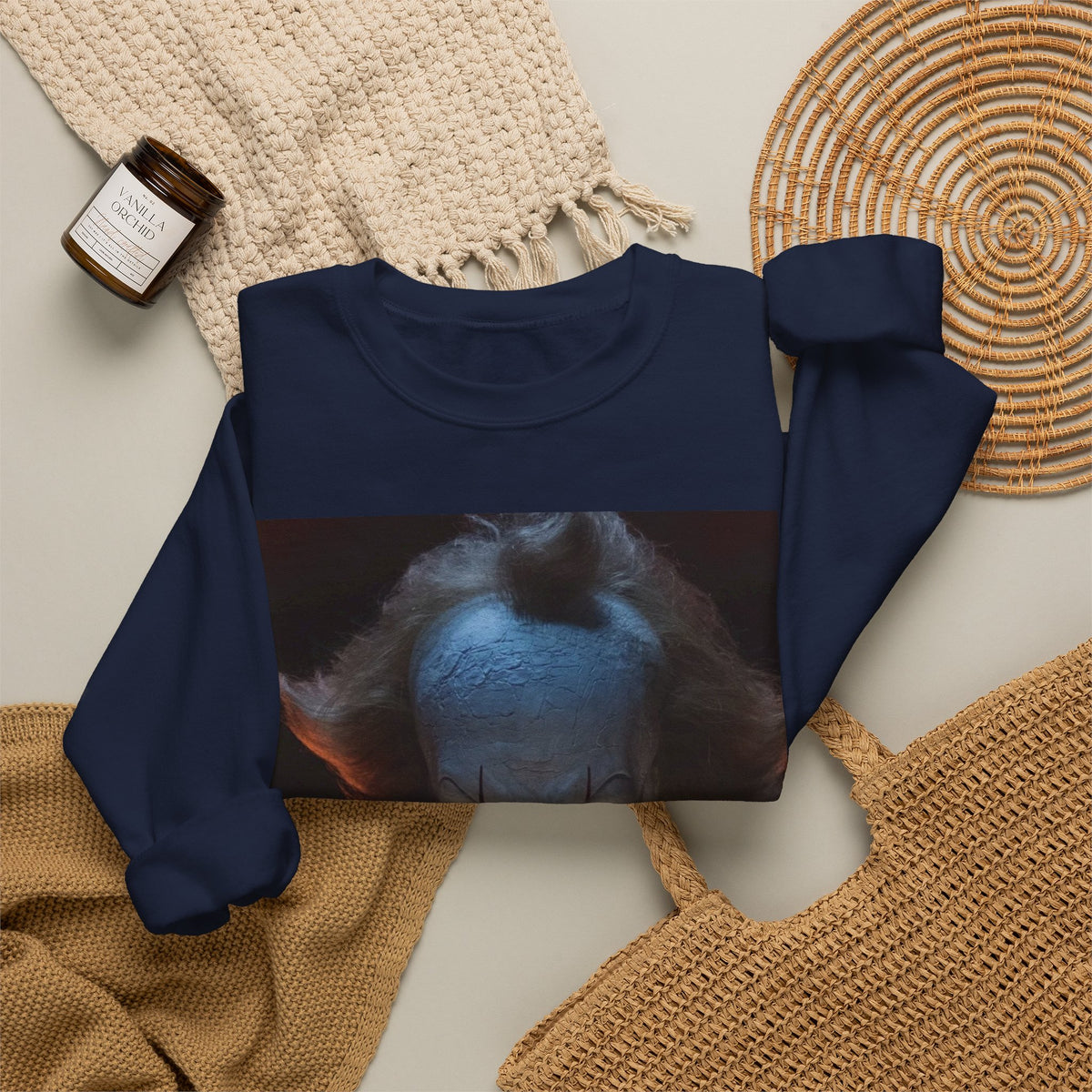 Horror Clown Crewneck Sweatshirt — Scary Pennywise Portrait