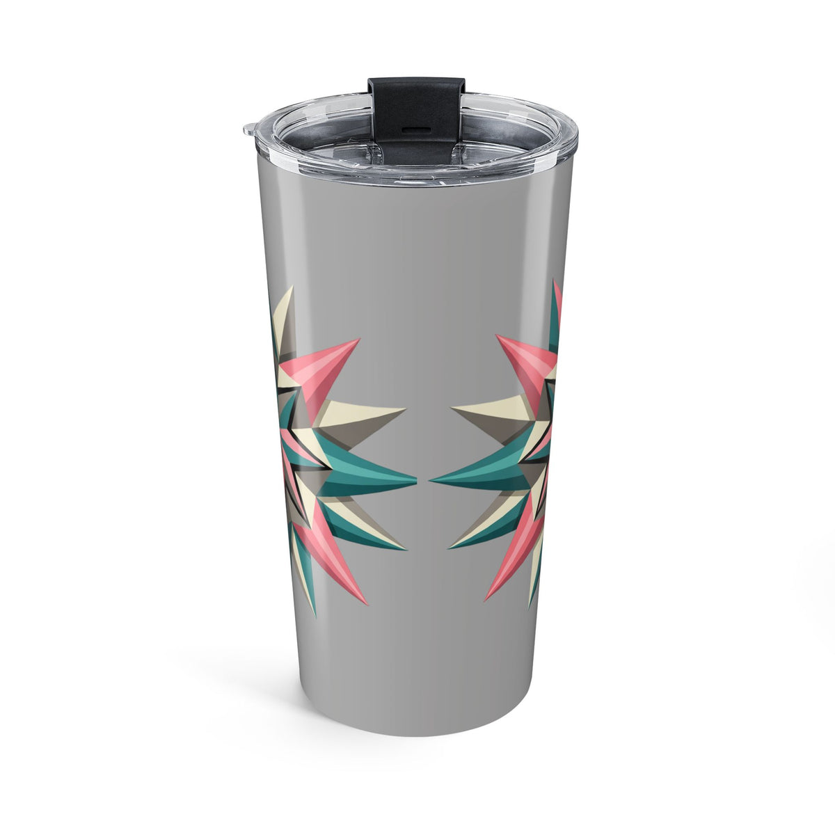 20oz Geometric Starburst Tumbler — Colorful Abstract Travel Cup- Light Grey