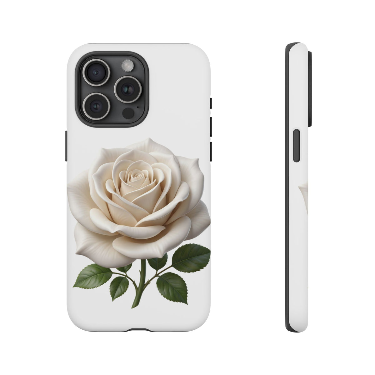 White Rose Tough Phone Case – Elegant Floral Protective Cover