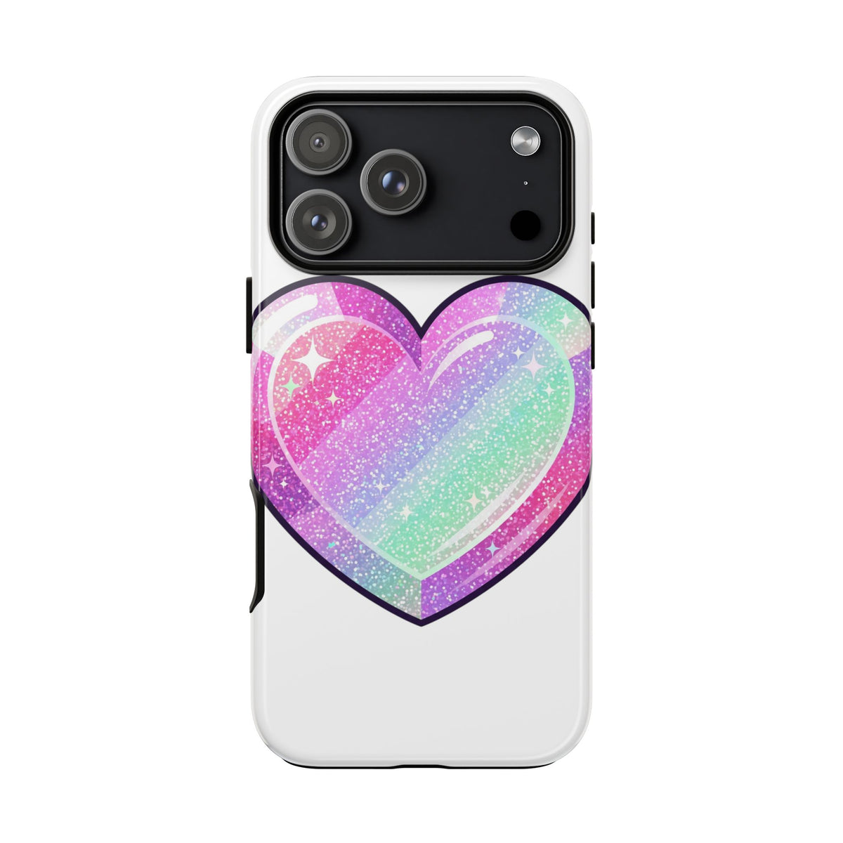 Pastel Glitter Heart Tough Phone Case — Cute Protective Phone Cover