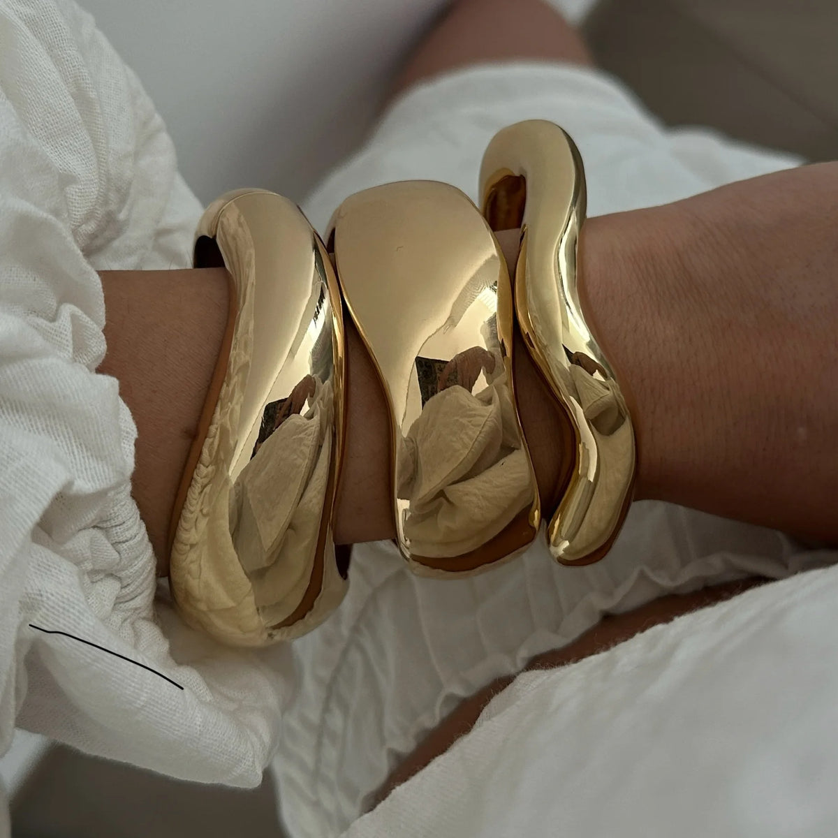 Cuff Wide Bangle Gold & Silver