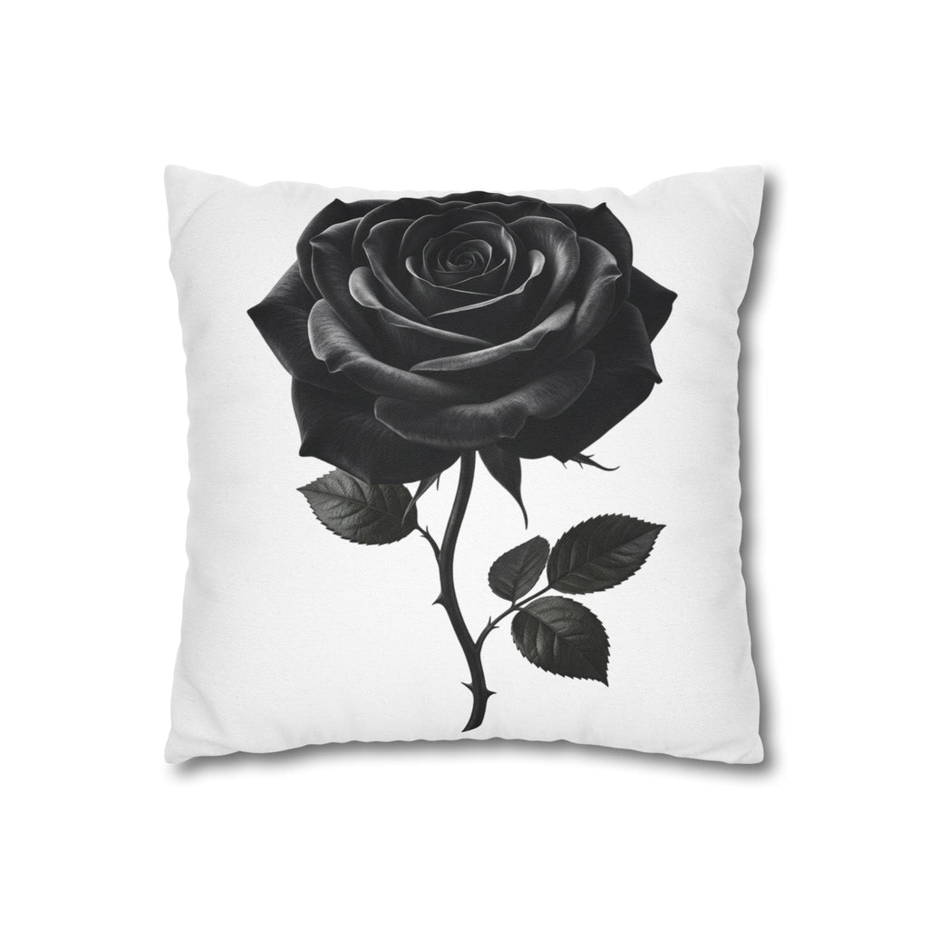 Black Rose Spun Polyester Square Pillowcase