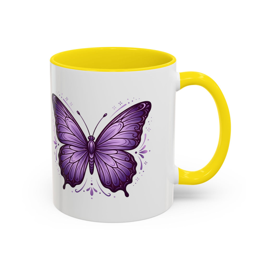 Purple Butterfly Accent Coffee Mug — 11oz & 15oz Decorative Tea Cup