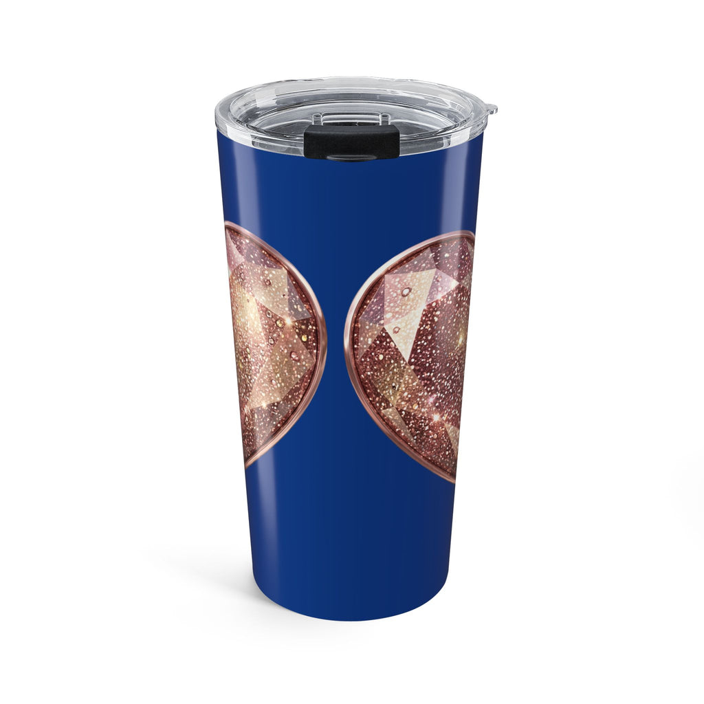 20oz Navy Tumbler with Rose Gold Glitter Star Coasters Design