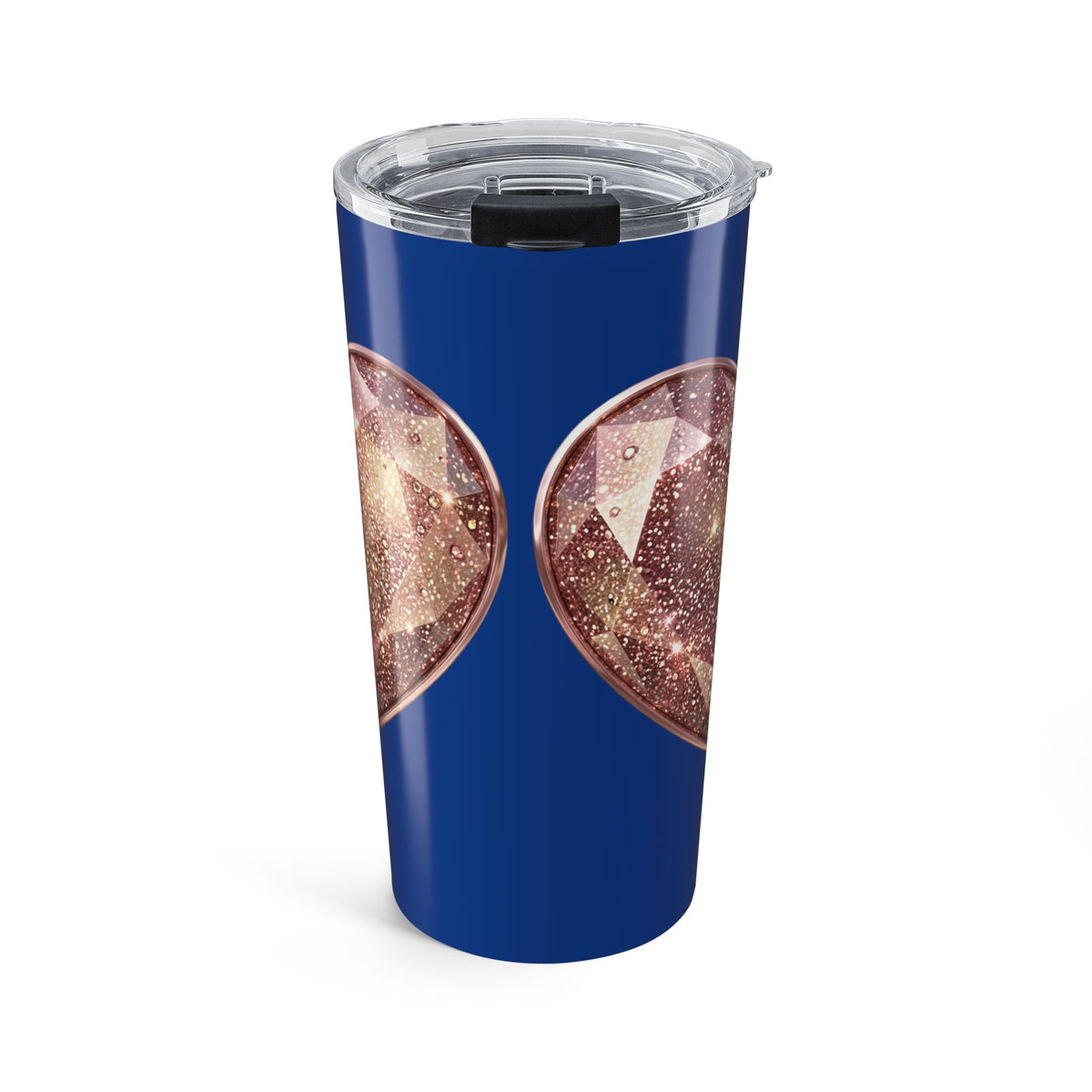 20oz Navy Tumbler with Rose Gold Glitter Star Coasters Design