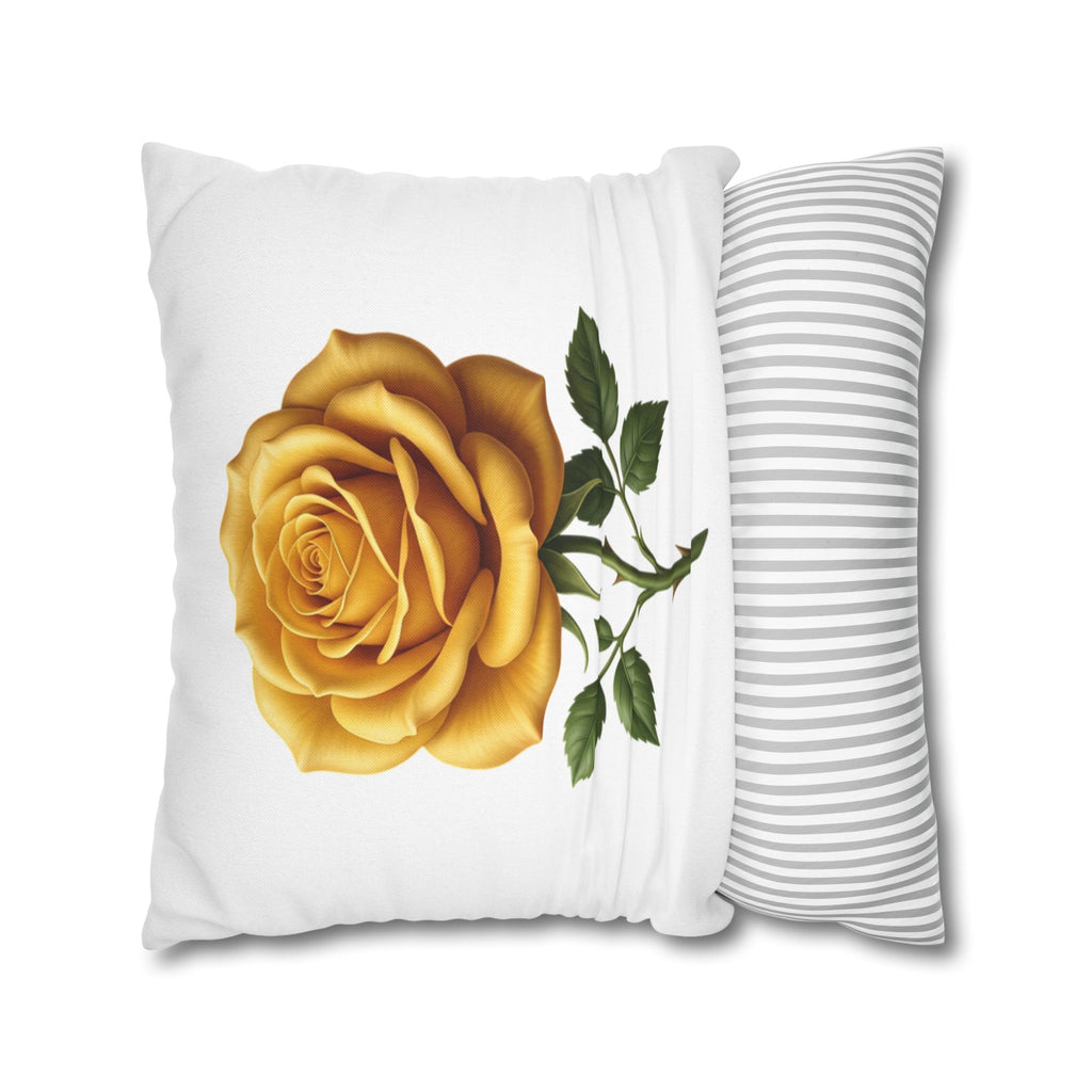 Yellow Rose Spun Polyester Square Pillowcase
