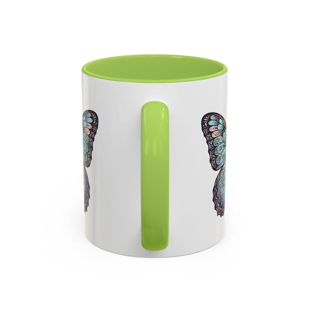 Butterfly Accent Coffee Mug — Teal Mandala Wing Design (11/15oz)