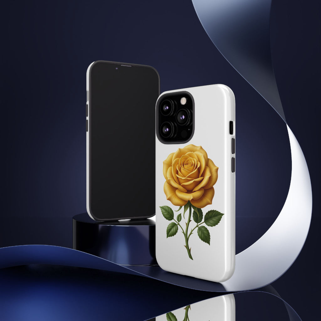 Yellow Rose Phone Case — Vintage Floral Tough Protective Cover