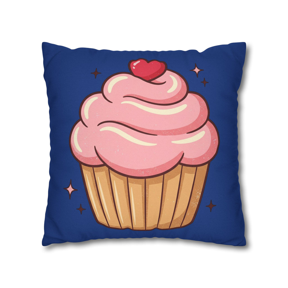 Pink Cupcake Spun Polyester Square Pillowcase- Navy