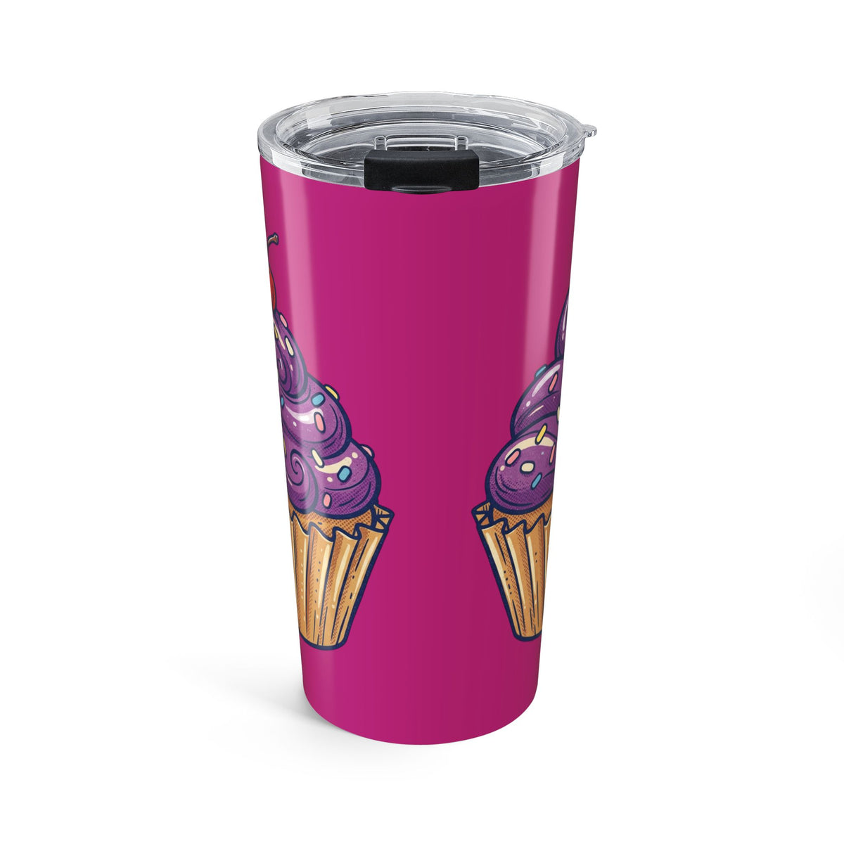 20oz Cupcake Tumbler Magenta – Purple Frosting Insulated Travel Cup