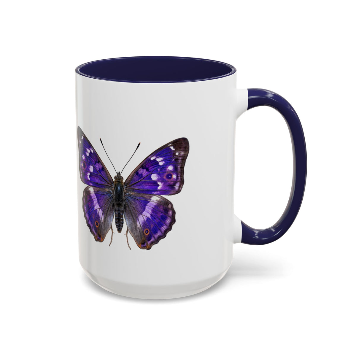 Purple Butterfly Accent Coffee Mug – Elegant Floral Butterfly Ceramic Cup