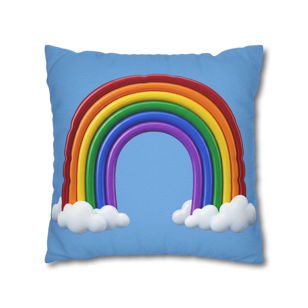 Rainbow Light Blue Spun Polyester Square Pillowcase