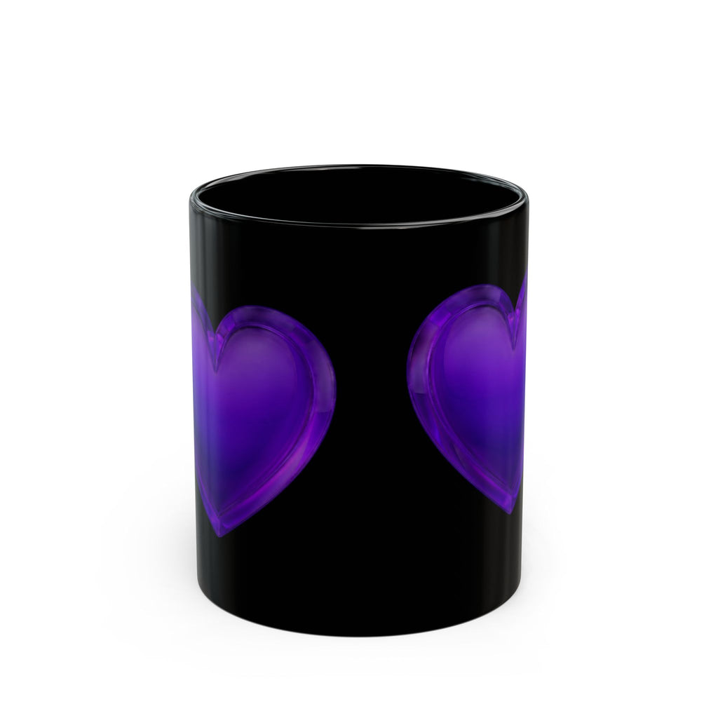 Black Mug - Purple Heart Ceramic Coffee Cup (11oz & 15oz)