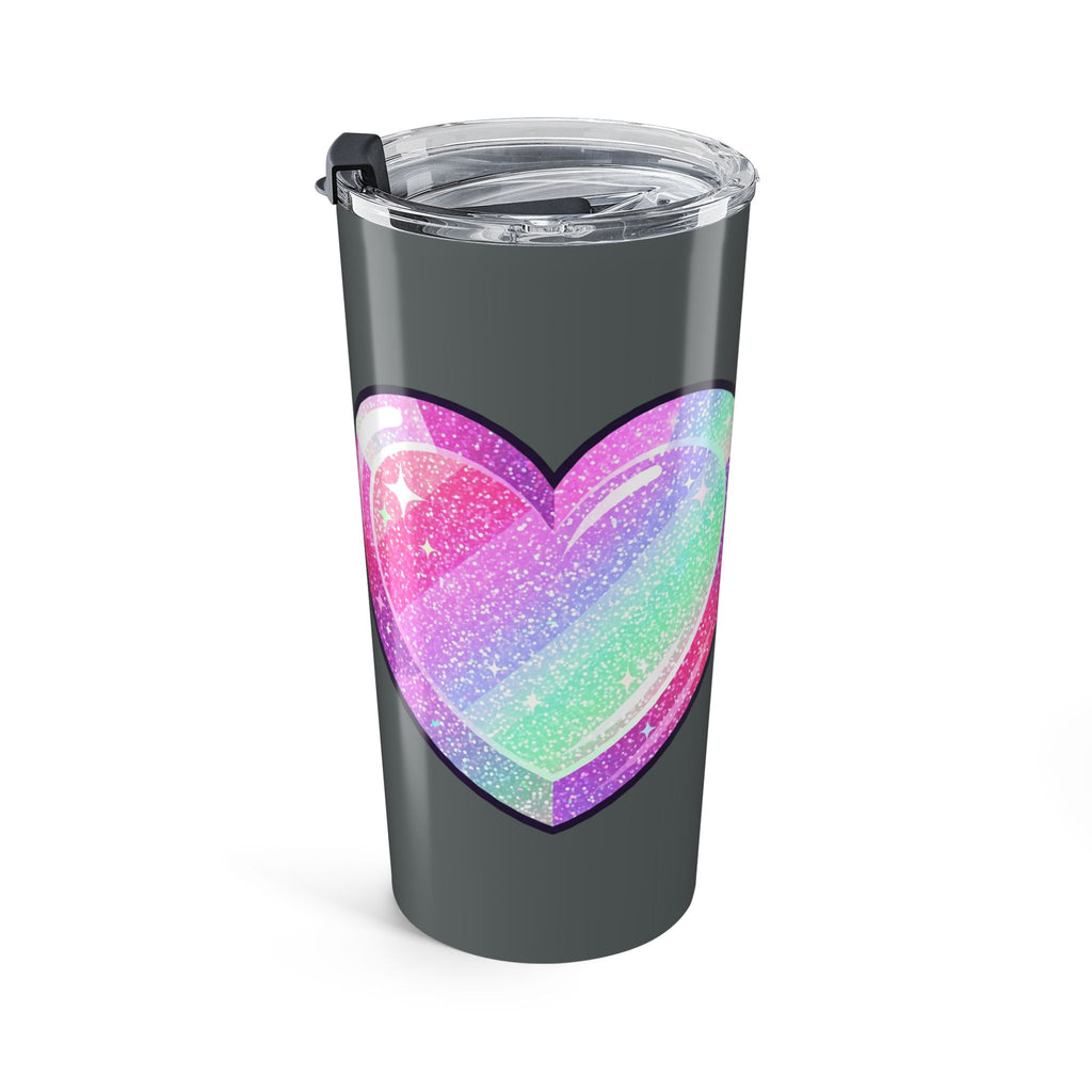 Pastel Glitter Heart Tumbler 20oz- Dark Grey