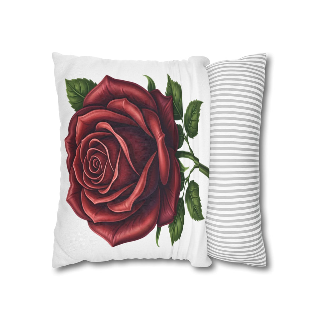 Red Rose Spun Polyester Square Pillowcase