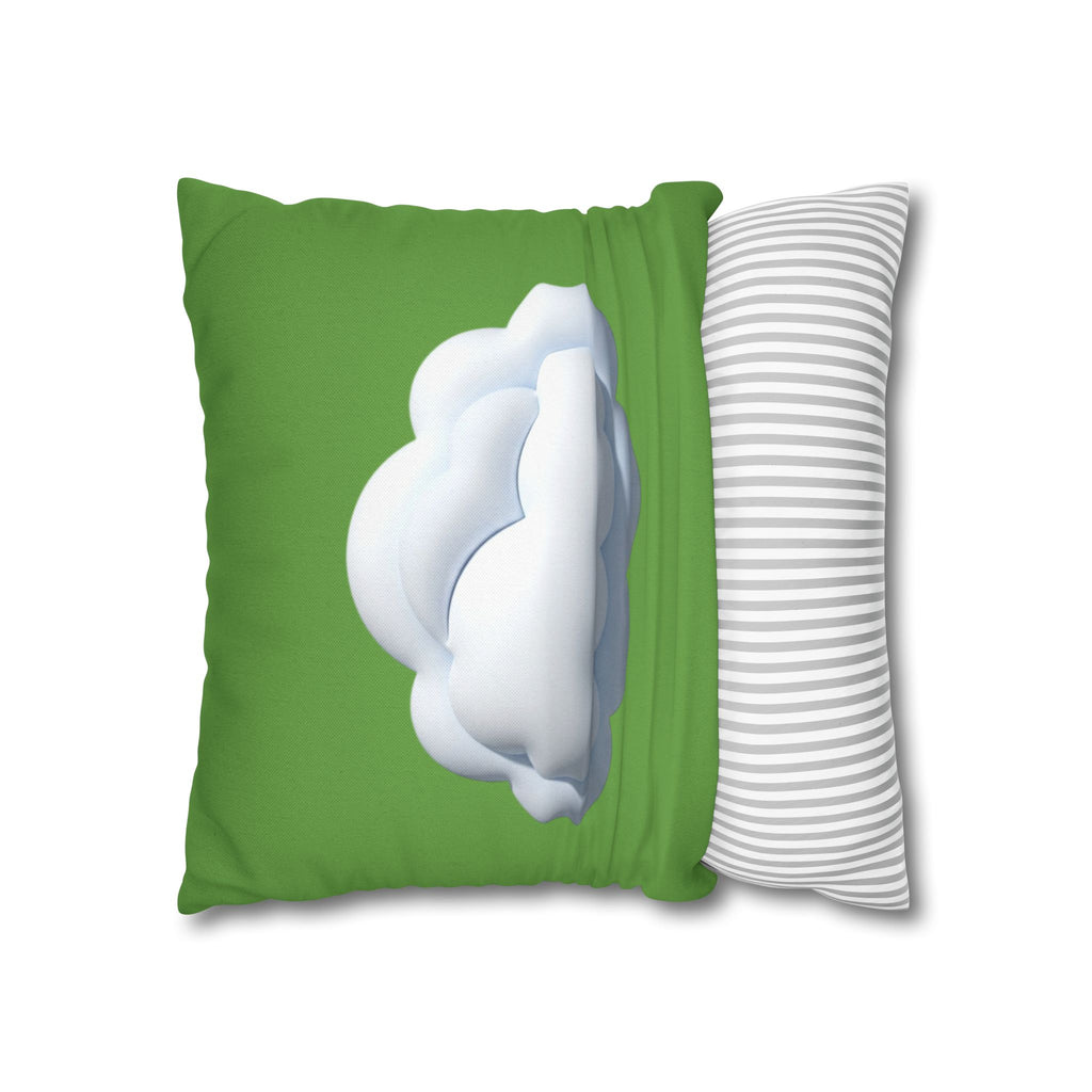 Green Cloud Decorative Pillowcase — Soft White Cloud Accent Cushion Cover