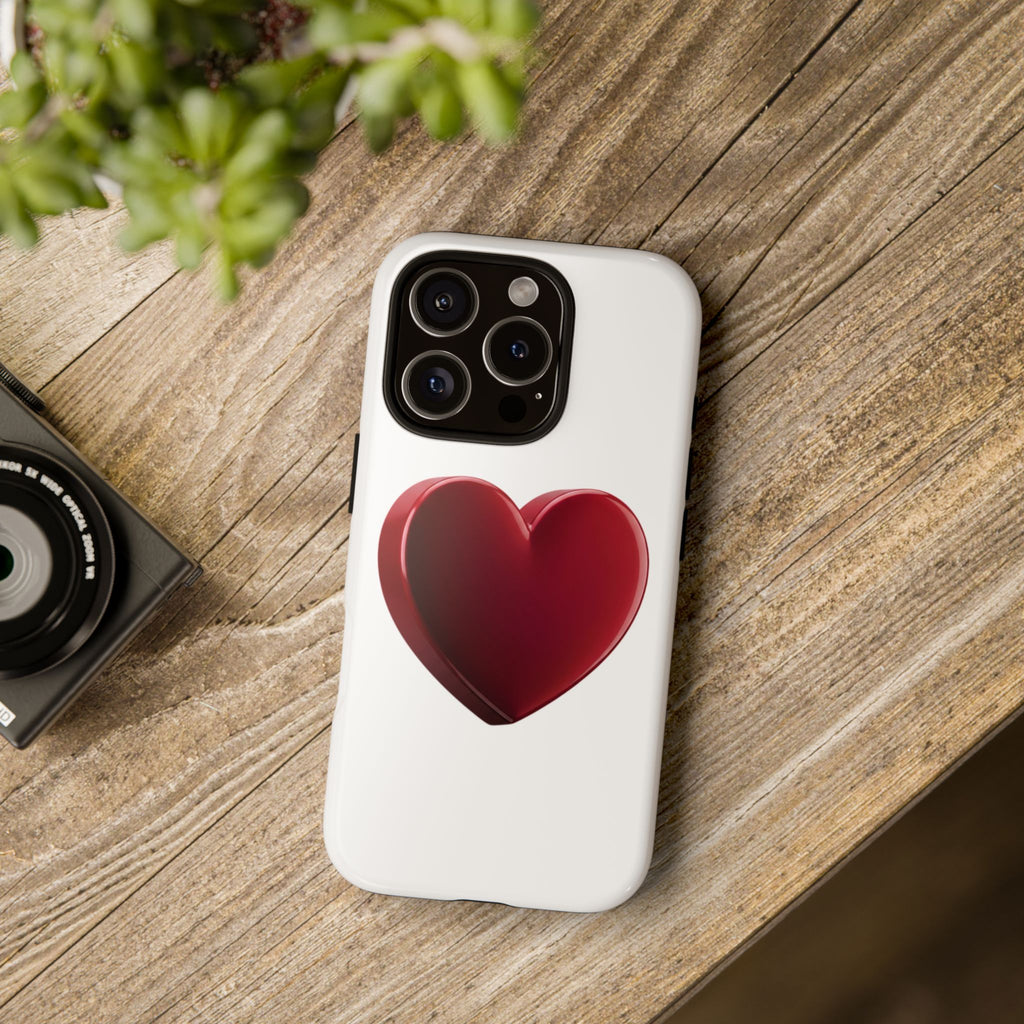 Heart Tough Phone Case - Red 3D Heart Protective Phone Case