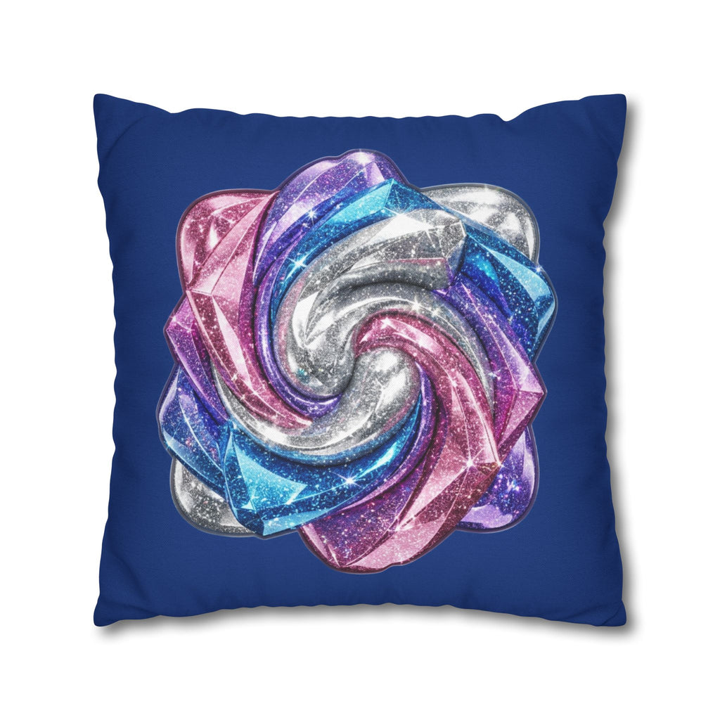3D Glitter Design Navy Spun Polyester Square Pillowcase